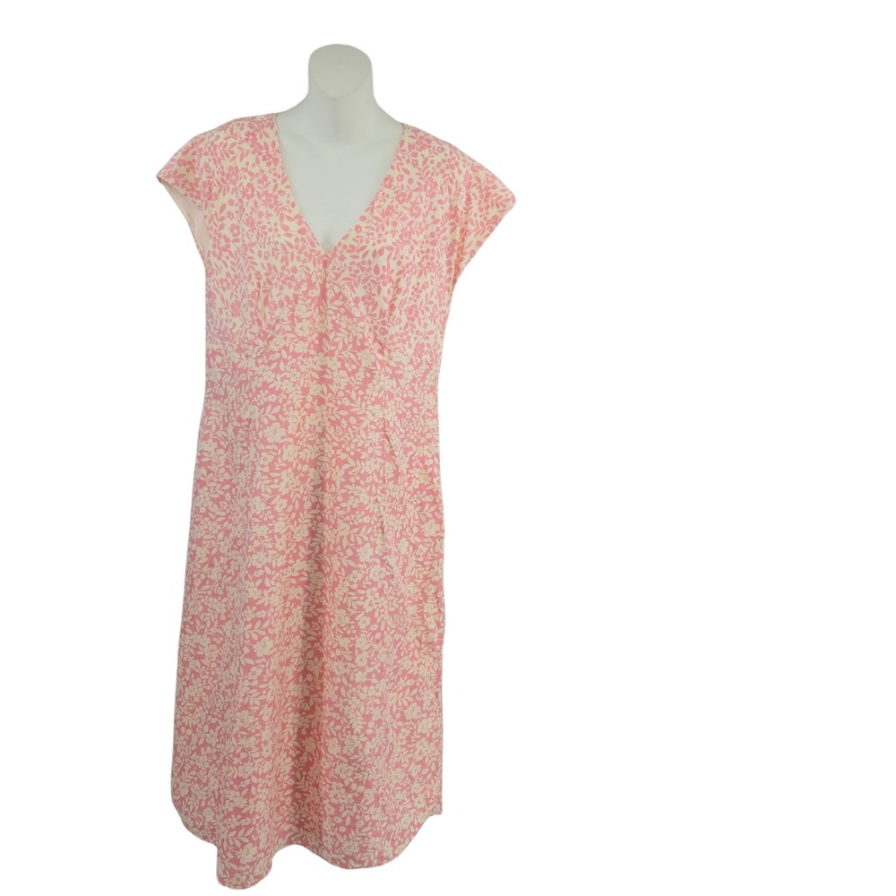 Isabella Bird Silk Floral Dress Women 12P Pink Sheath Midi Feminine Quiet Luxury